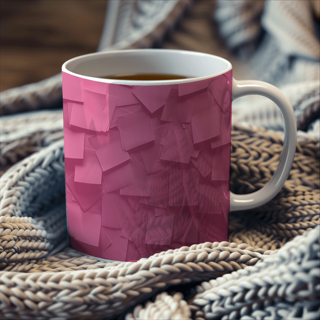 a cup of tea sits on a blanket