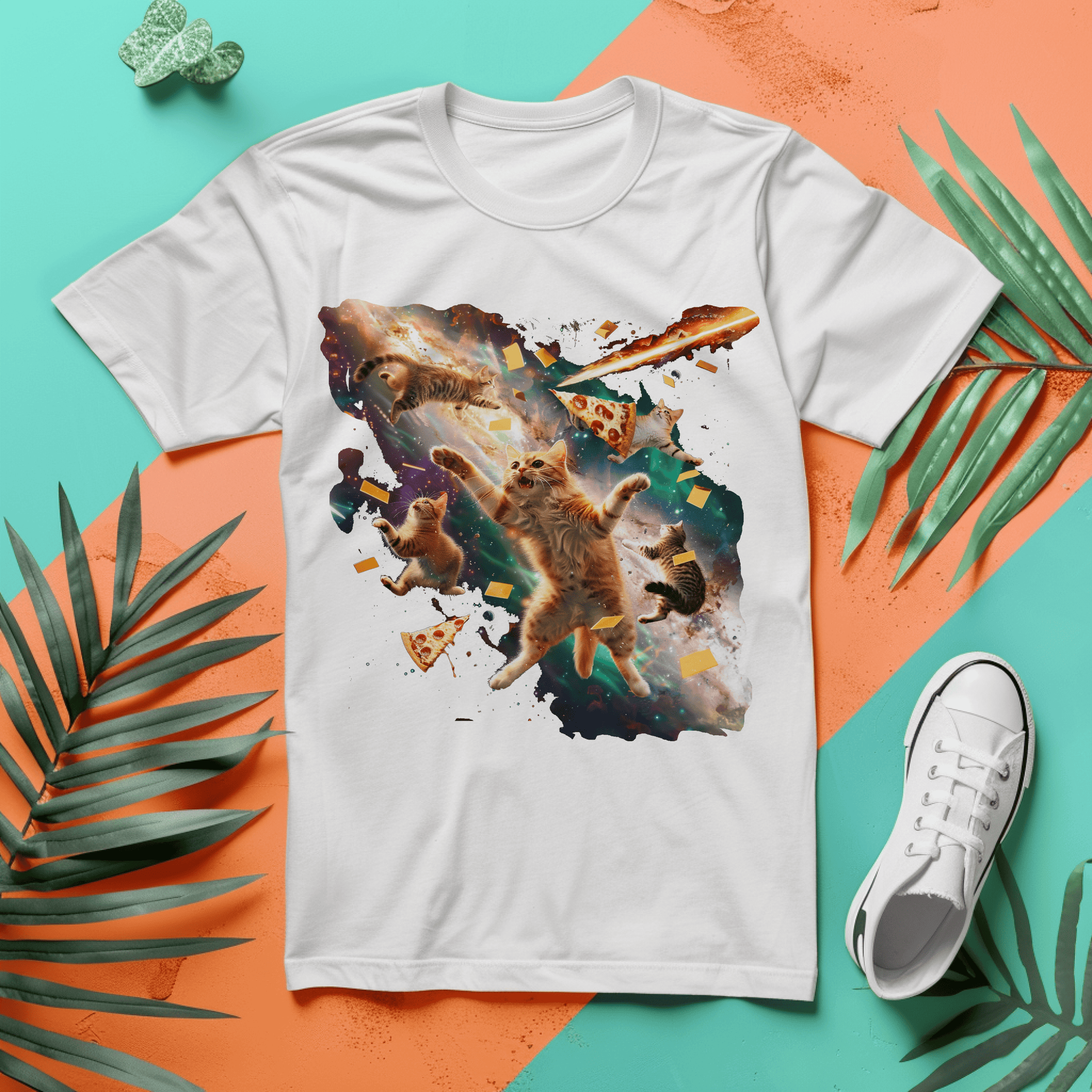 a white t - shirt with a picture of a rocket ship and a groot