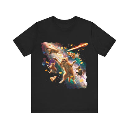 Cats, Pizza, and Sticky Notes in Space Funny Tee