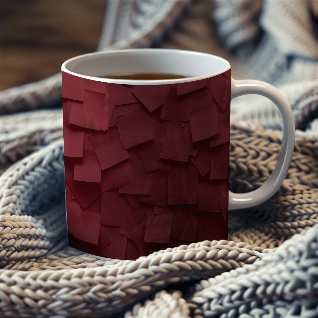 a cup of tea is sitting on a blanket