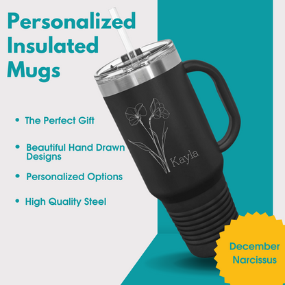 December Narcissus Personalized Insulated Mug