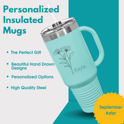 September Aster Personalized Insulated Mug