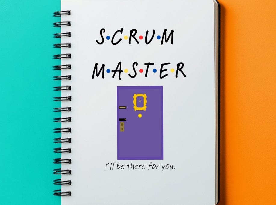 a spiral notebook with the words scrum master on it