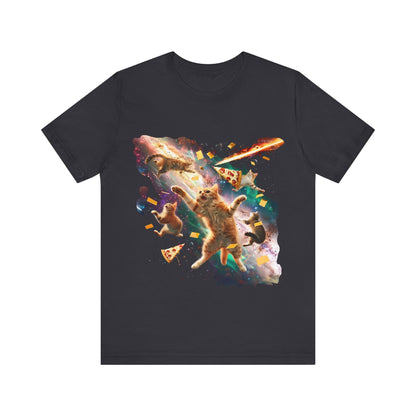 Cats, Pizza, and Sticky Notes in Space Funny Tee