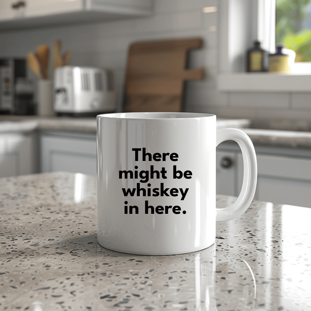 there might be whiskey in here coffee mug