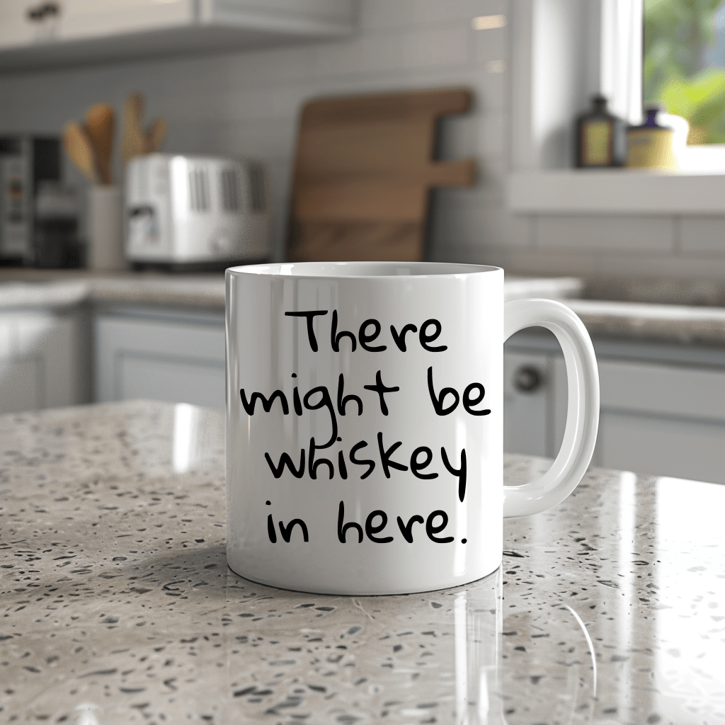 there might be whiskey in here coffee mug