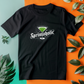 a black shirt with a green martini on it