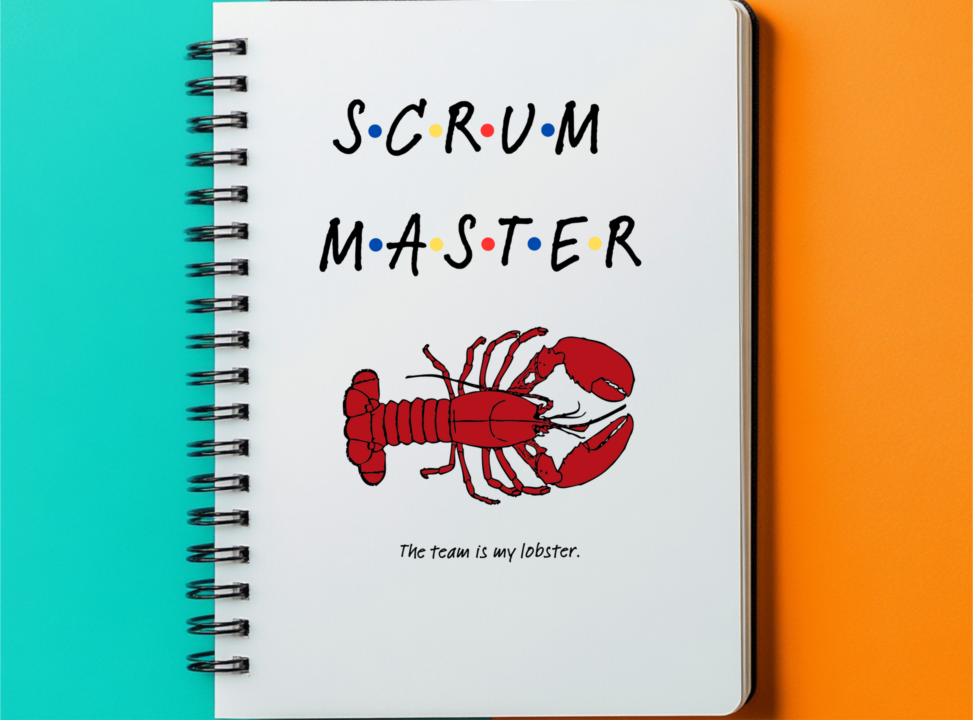 a notebook with a drawing of a lobster on it