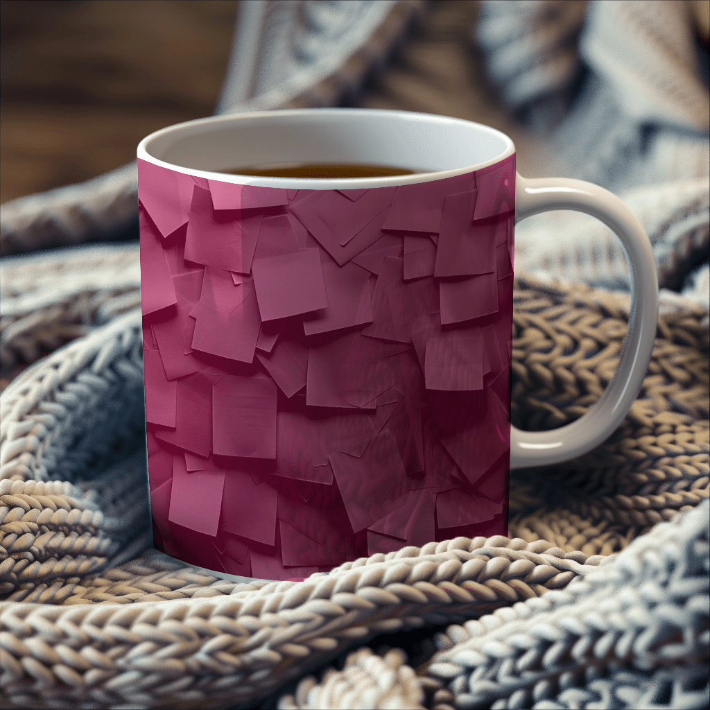 a cup of tea is sitting on a blanket