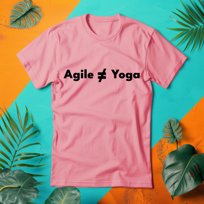 a pink t - shirt with the word agile f yoga printed on it