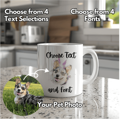 a coffee mug with a picture of a dog on it