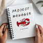 a person holding a notebook with a picture of a lobster on it